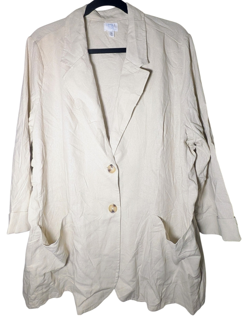 Time and Tru Linen Blend Oversized Blazer XXL 20 Beige NWOT